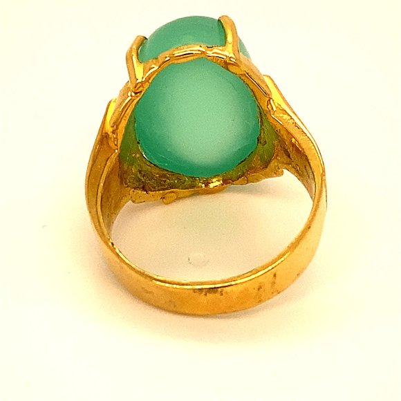 Green Cats Eye Calcite 18.60ct Solid 18K AU Ring - Picture 4 of 7